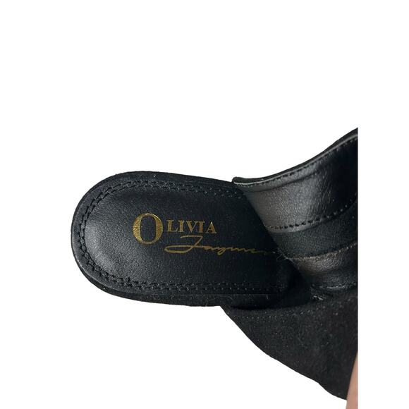 Olivia Jaymes Black Lace-Up Peep Toe Booties Heels w/ Gold Buckle Detail Size 9 - Picture 5 of 5